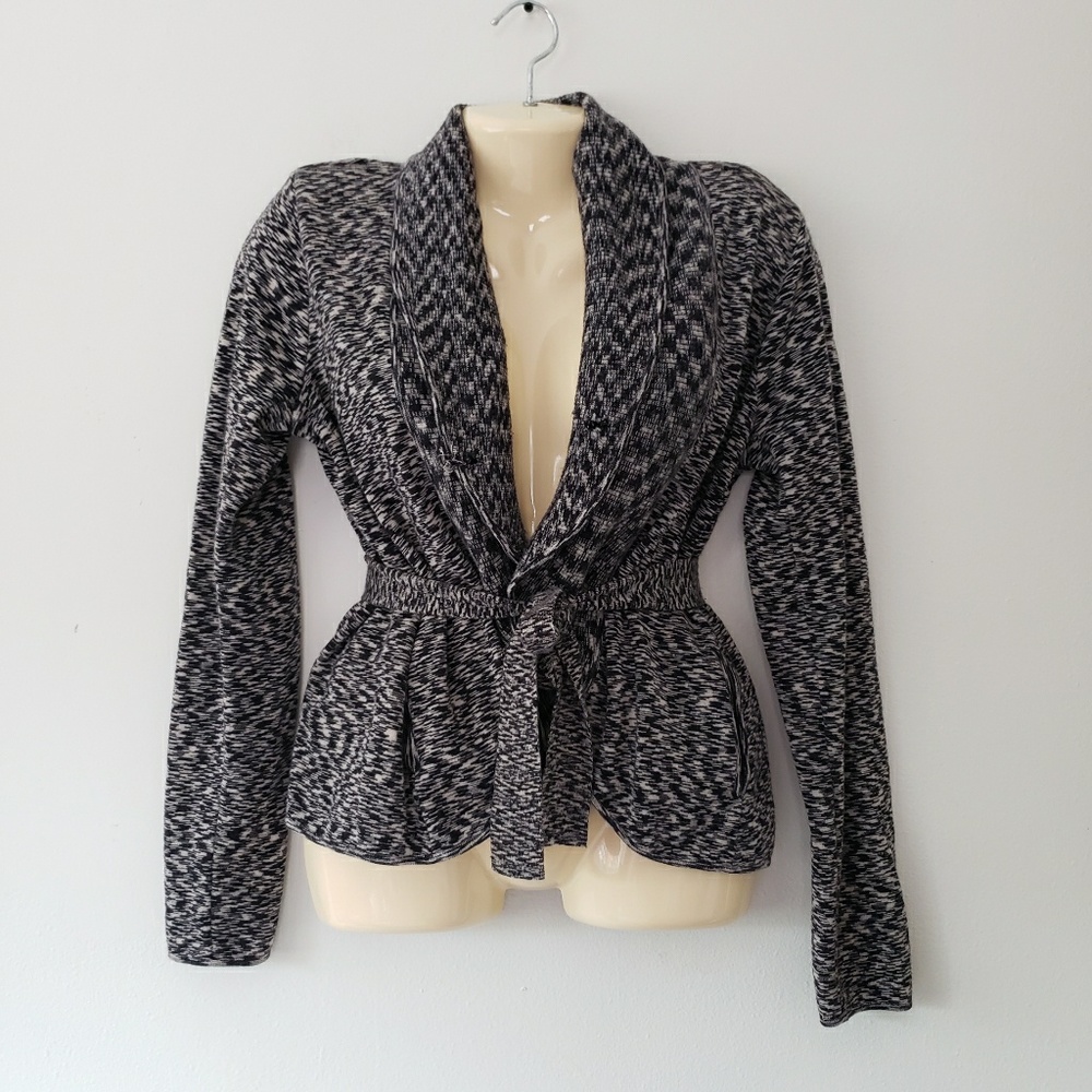 [BCBG MAXAZRIA] Black/Gray Wrap Sweater Medium